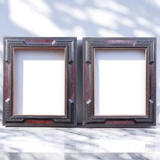 ANTICA COPPIA DI CORNICI GUILLOCHÉ IN LEGNO EBANIZZATO E RADICA 1800 XIX sec