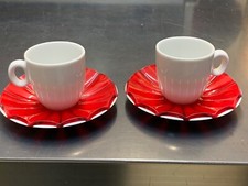 Guzzini set 2 tazzine caffè con piattini Grace rosso  volendo double face