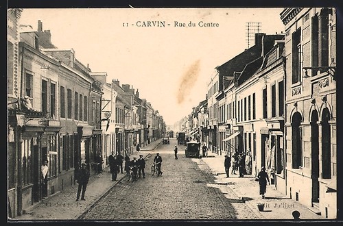Cpa carvin rue - du, centre