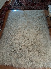 Tappeto flokati greco in pura lana vergine, 230 x 160 cm, lavato e pulitissimo