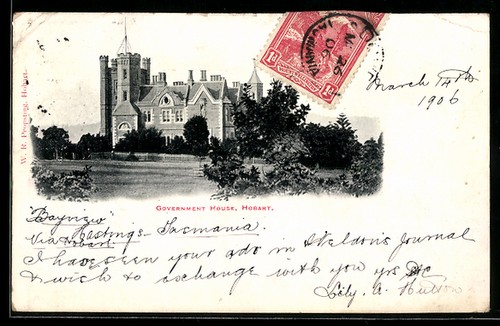 Cartolina hobart government - hobart,,