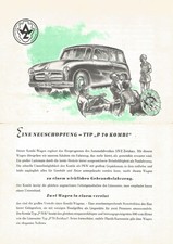 P70 AWZ Trabant Kombi 1956 hoja doble página alemán documento original raro