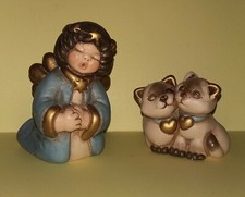 2 Piccole ceramiche THUN - Angelo + Coppia di gattini - OTTIMI - gatti mici