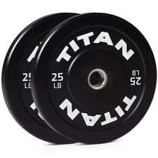 Coppia piastre paraurti olimpiche Titan Fitness 25 libbre serie economica nere