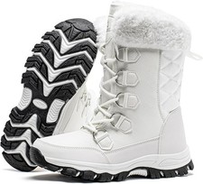 Scarponcini doposci impermeabili imbottiti stivali canadesi da neve donna bianco