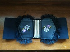 Cintura fusciacca tessuto elasticizzato nero pizzo vintage gotico dark 10*60cm 