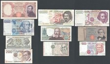 ITALIA LOTTO 10 BANCONOTE USATE 100.000 50.000 10000 5000 2000 1000 500 LIRE