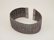 BRACCIALE  ALLA SCHIAVA IN ARGENTO BRUNITO SILVER BRACELET  CUFF MADE IN ITALY