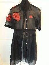 Scamiciato Nero Lost Ink Tagllia Uk8