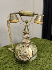 Telefono Antico Telefono vintage a disco in onice e ottone – pezzo da collezione