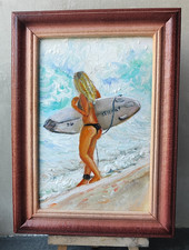 Quadro olio ragazza surfista