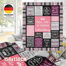 Coperta Decorativa Happy Birthday Regalo Compleanno 150x130cm Microfibra Poliestere Nuova