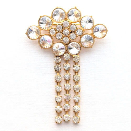 Spilla frangia strass rivoli - frangia,