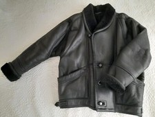 Giubbotto pelle montone shearling uomo nero tg 52