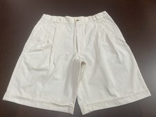 PANTALONI CORTI BERMUDA CLASSICI CON PINCES IN COTONE COLORE PANNA TAGLIA 50