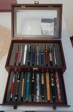 N°20 Stilografiche da Collezione "Fabbri" Penne  + Vetrina-Box Legno Originale