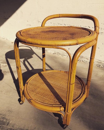 Carrello portavivande rattan