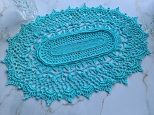 Oval Turquoise Texture Crochet