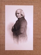 Pierre-Jean de Béranger 1780 - 1857 Poeta Chansonnier Satira Incisione del 1888