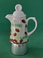 CAFFETTIERA VINTAGE ALLUMINIO E PORCELLANA BIANCA DECORATA 2 TAZZE. BK7