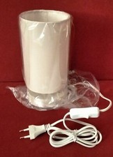 LAMPADA DA TAVOLO LUME COMODINO IN METALLO TESSUTO BIANCO SPORCO ABATJOUR 20 CM