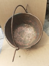Grande, Paiolo Caldera in rame, vecchio, riparato anticamente, molto particolare