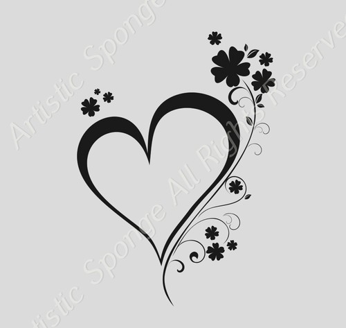 Cuore fiore ramo stencil - cuore,