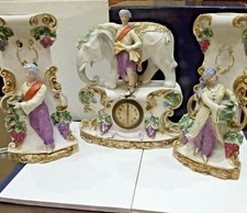 Trittico da camino in porcellana tedesca 5001 tema orientalista h 25 cm