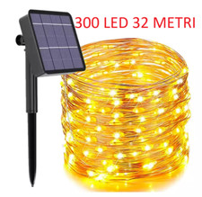 Catena luminosa 32 mt pannello solare luci natale minilucciola 300 led calda