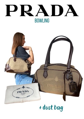 Borsa prada bowling pelle - prada, in