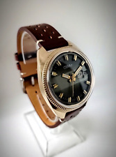 Vintage USSR SLAVA  meccanico 26 rubini 36mm placcato oro RARO