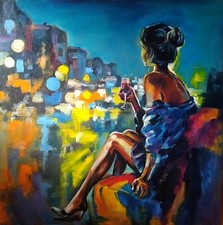 Quadro moderno, dipinto a mano, olio su tela, 50x50