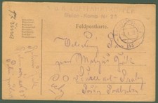 AUSTRIA. PALLONE AEROSTATICO. 1° guerra. "K.U.K. LUFTFAHRTRUPPEN BALLON - KOMP N