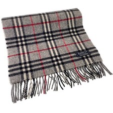 Stola Burberry London in lana con frange Nova Check grigia 2493