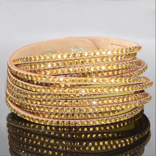 Bracciale spirale oro strass - a,