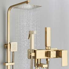 Colonna doccia miscelatore rubinetto oro soffione con doccetta set asta ottone