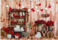 Fondale fotografico Alta Qualità San Valentino 3x2 metri cuori rossi e bianchi