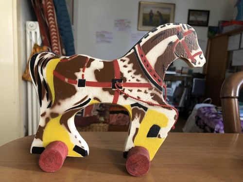 Cavallino legno con ruote - legno,