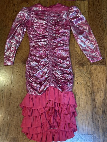 Vtg 80s pink silver ruched - vtg,