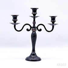 Candelabro Vintage 3 Bracci Per Candele, Argentato (28,5 Cm)