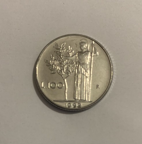 100 lire 1992 piccola - lire,