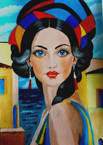 Ritratto donna dipinto - donna,