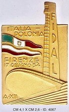 FIRENZE FED ITALIANA ATLETICA LEGGERA DISTINTIVO ITALIA POLONIA A.XII 1934 REGNO
