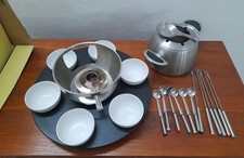 Set per Fonduta completo in acciaio Inox  per 6 persone - con piatto girevole