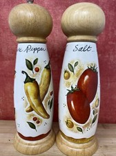 Macina sale e macinapepe in legno ceramica 8,5", pomodoro peperoncino francese