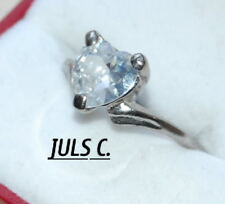 PREZIOSO Anello '30s  SOLITARIO  ''CUORE'' BRILLANTE MM.9, LEGA ARGENTO-PLATINO!