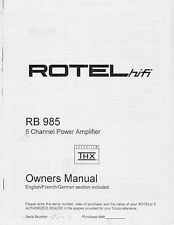 Manuale di istruzioni Operating Instructions per Rotel RB-985 