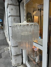 GRANDE LAMPADA 70s TUBI CORTECCIA VENINI ZUCCHERI VISTOSI MURANO CHANDELLIER