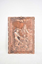 Icona In Rame Raffigurante Boscaiolo 29x21cm