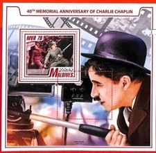 A2053 - MALDIVE, ERRORE: ERRORE, FOGLIO RICORDO - 2017, Charlie Chaplin, Cinema
